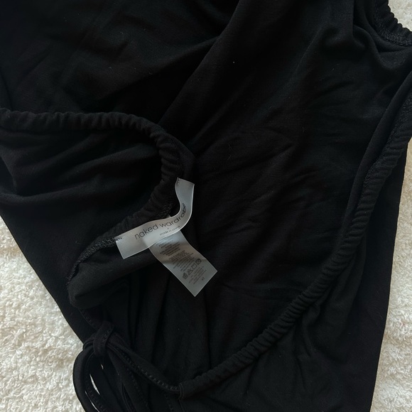 NWOT Naked Wardrobe Black Shirred Apron Tie Back Halter Top - Picture 6 of 6